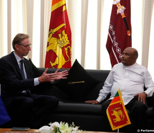 Mr. Lars Bredal, Deputy Ambassador of the Delegation of the European Union in Sri Lanka meets with the Hon. Speaker