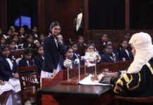 The inaugural session of the Student Parliament of Mahamaya Girls’ College, Kandy – at the Old Parliament Chamber